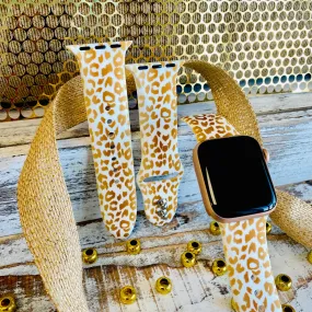 Golden Leopard Print Silicone Band For Apple Watch