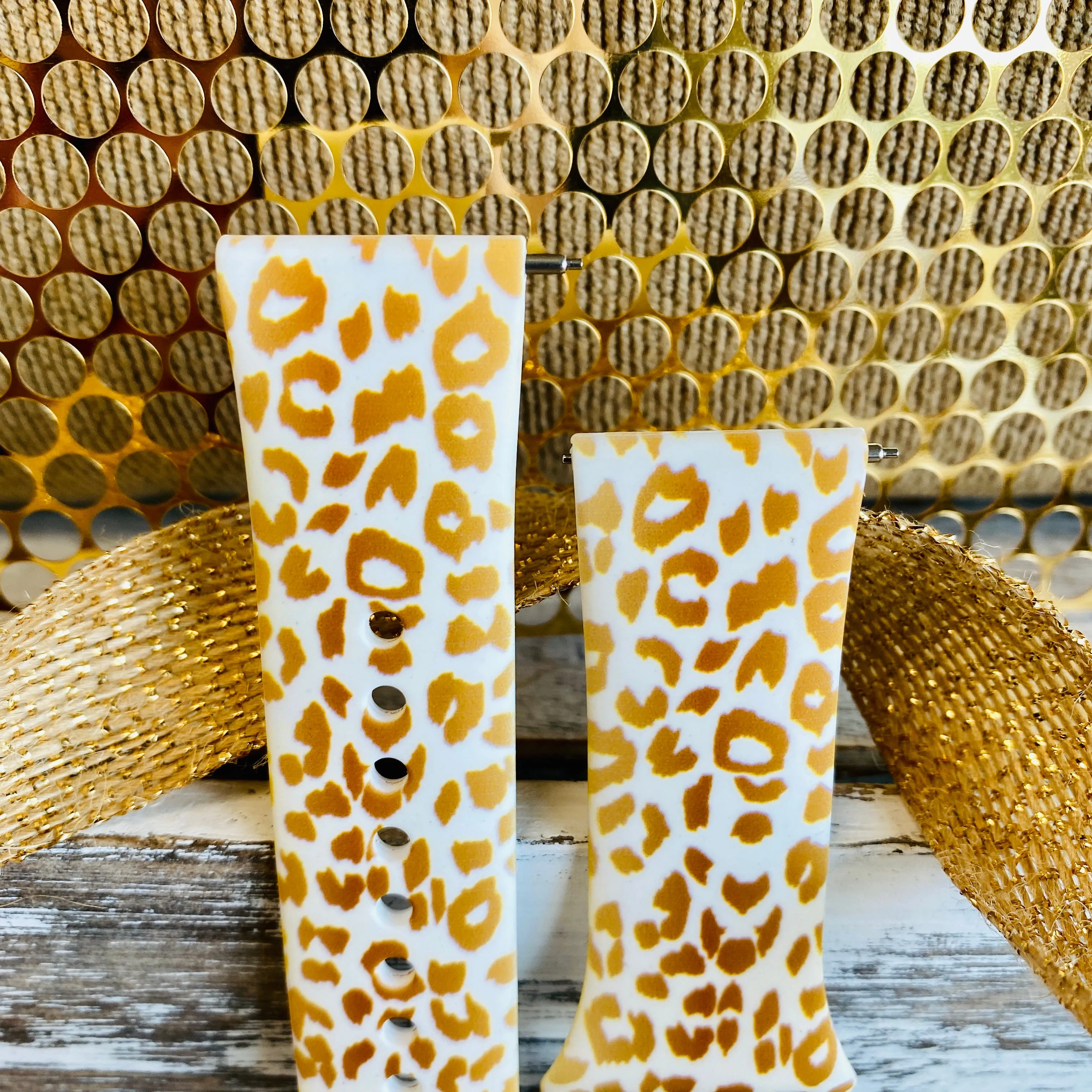 Golden Leopard Print Silicone Band For Samsung Watch