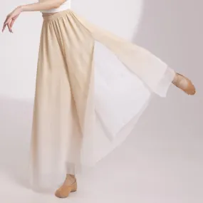 Gradient Color Chiffon Flowy Split Wide Leg Pants