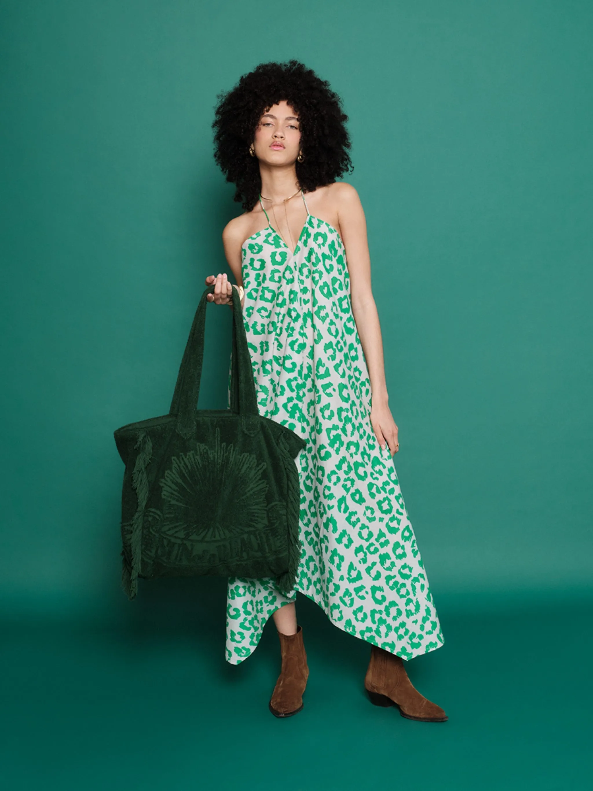 Green Leopard | V-shape Dress