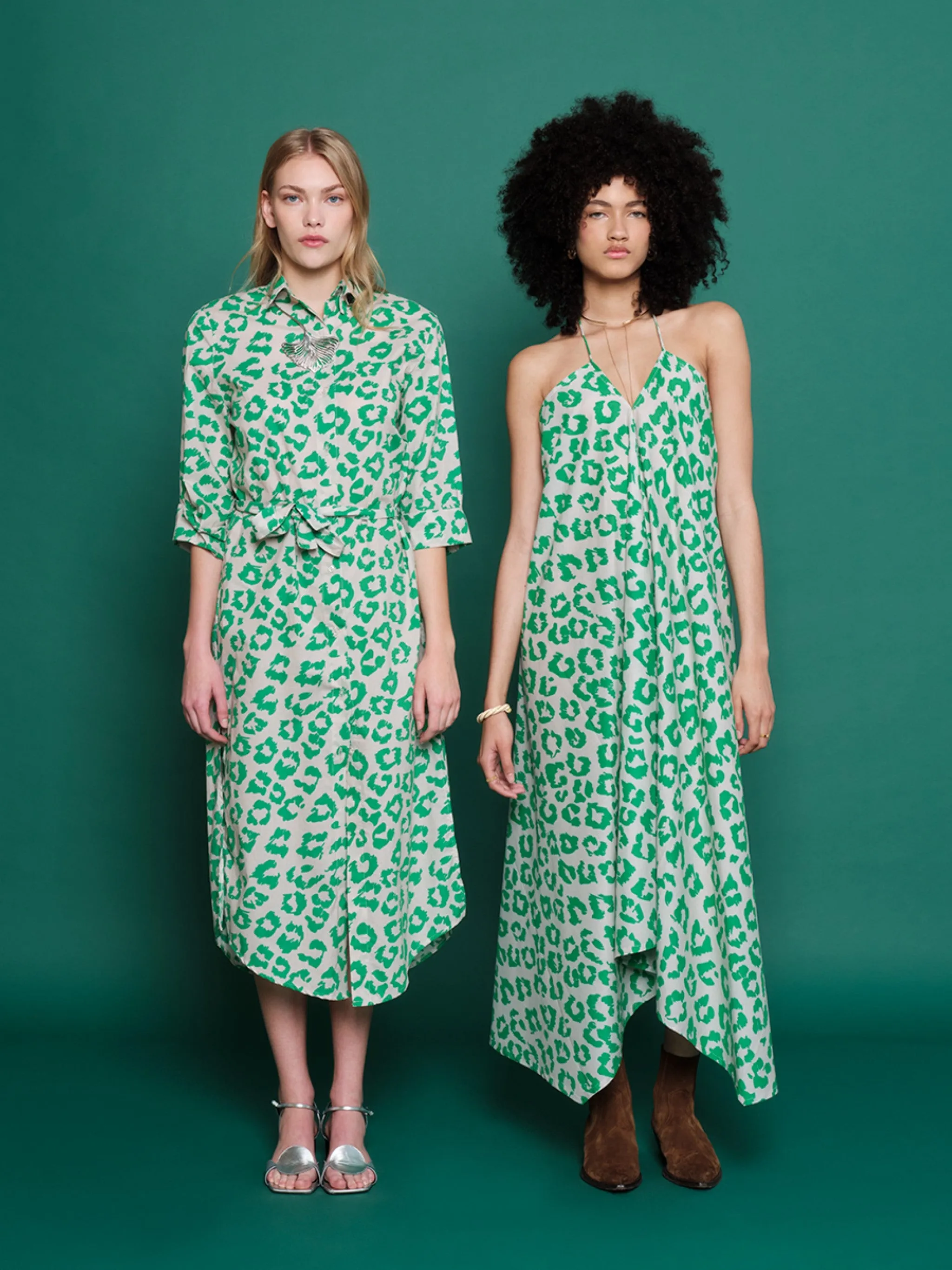 Green Leopard | V-shape Dress