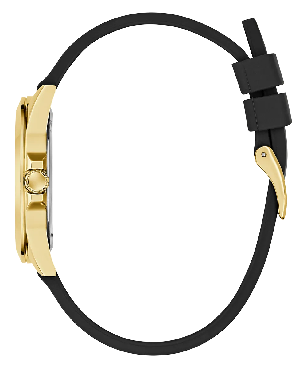 GUESS Ladies Black Gold Tone Analog Watch