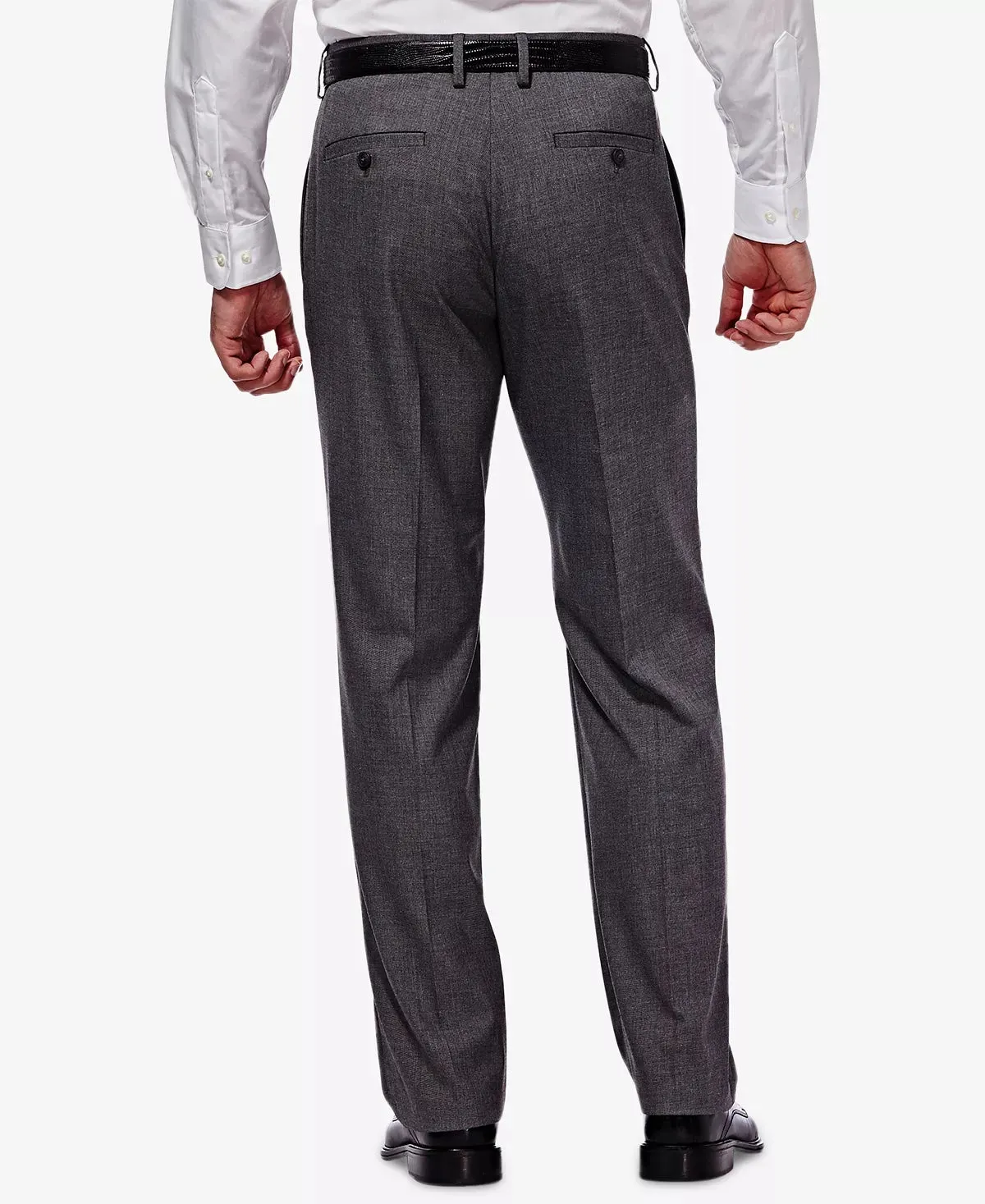 Haggar Mens Classic fit Dress Pants 36 / 30 Grey Solid Stretch