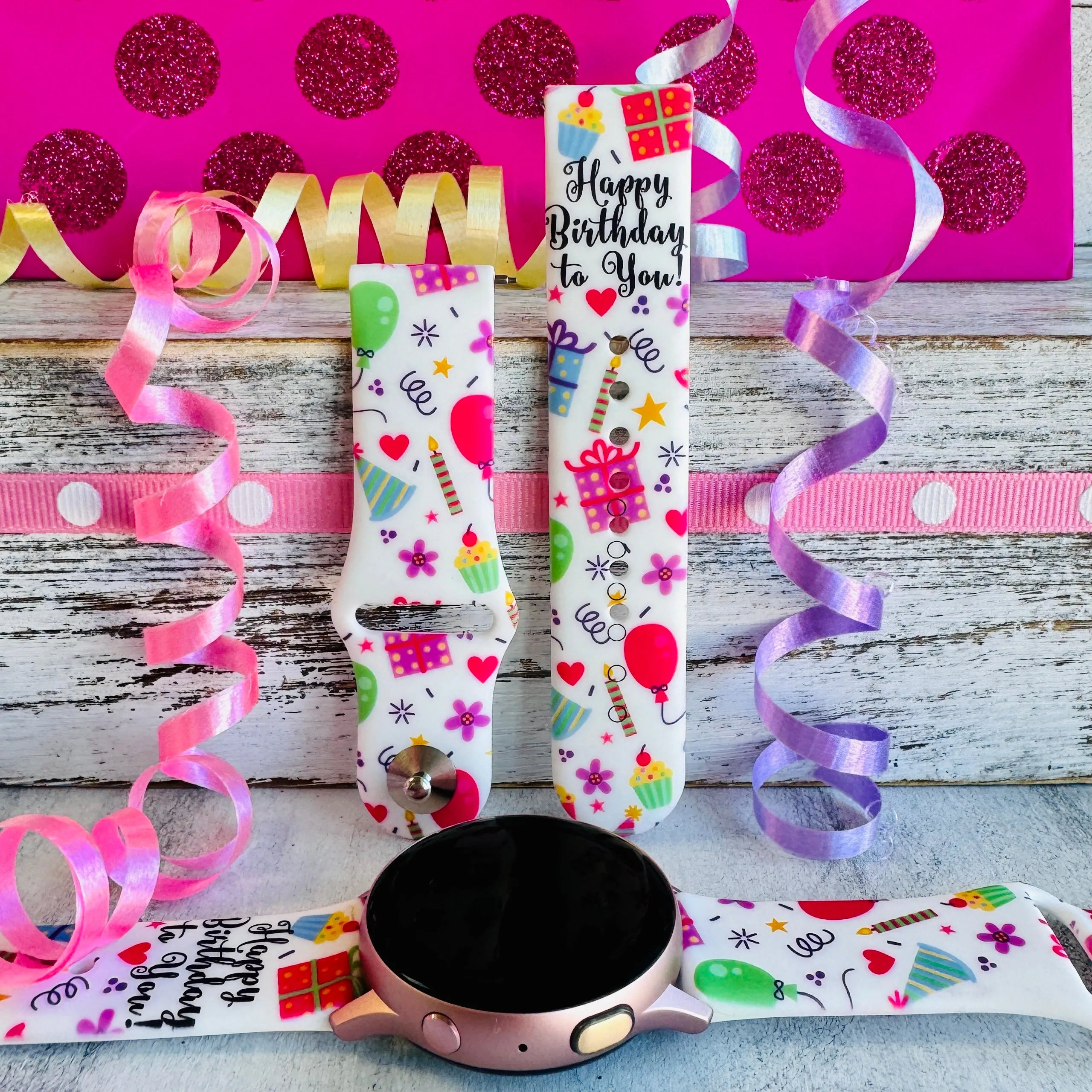 Happy Birthday Print Silicone Band For Samsung Watch
