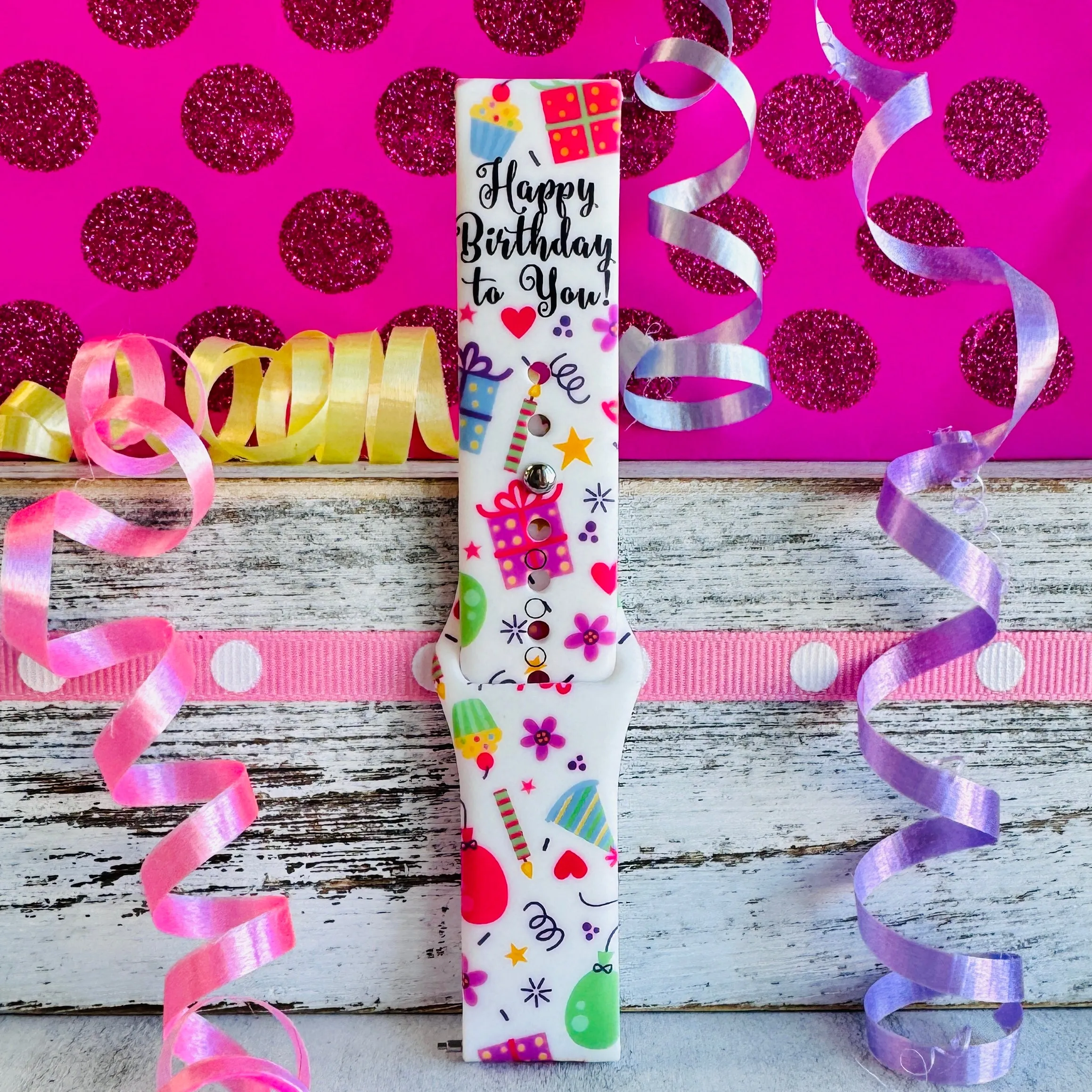 Happy Birthday Print Silicone Band For Samsung Watch