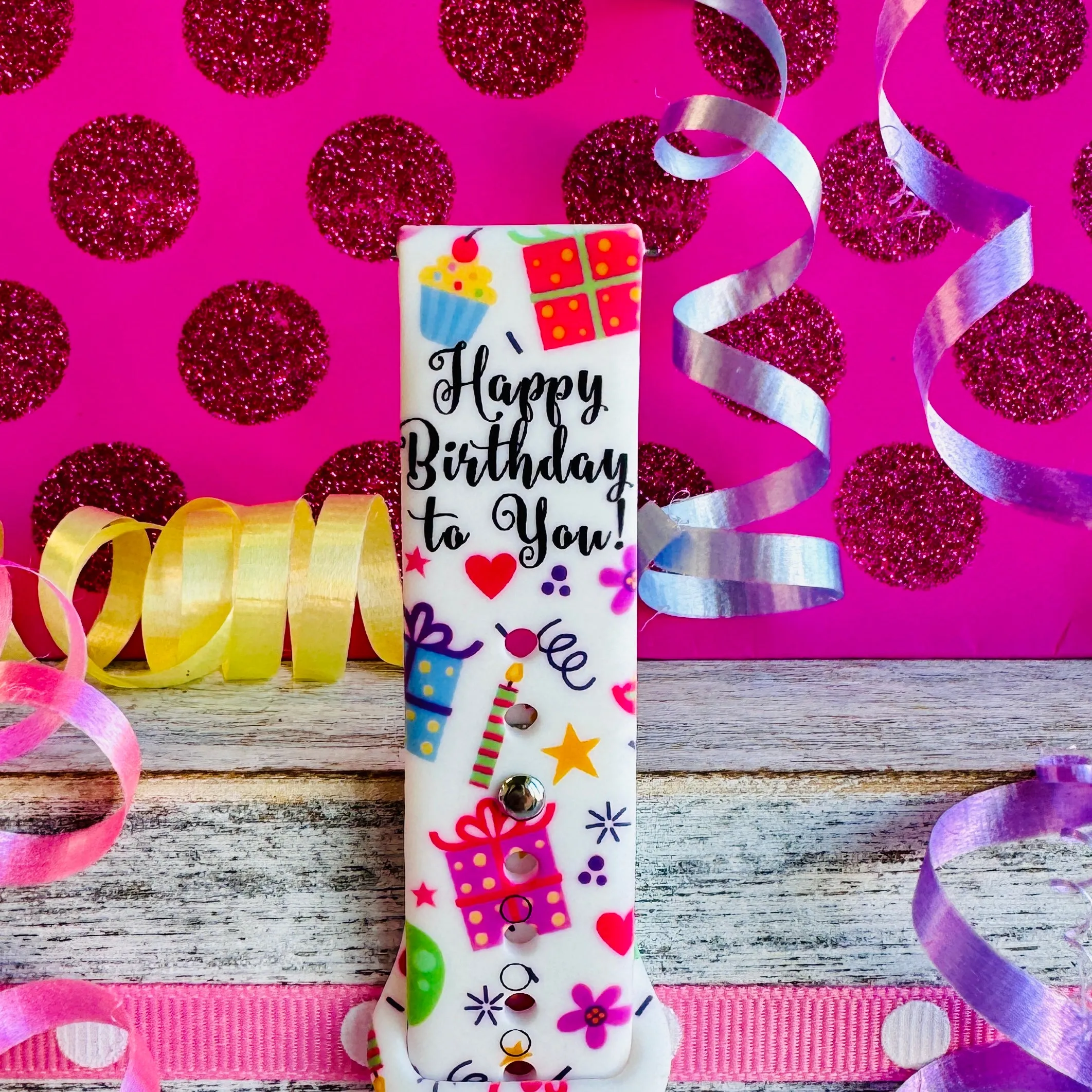 Happy Birthday Print Silicone Band For Samsung Watch