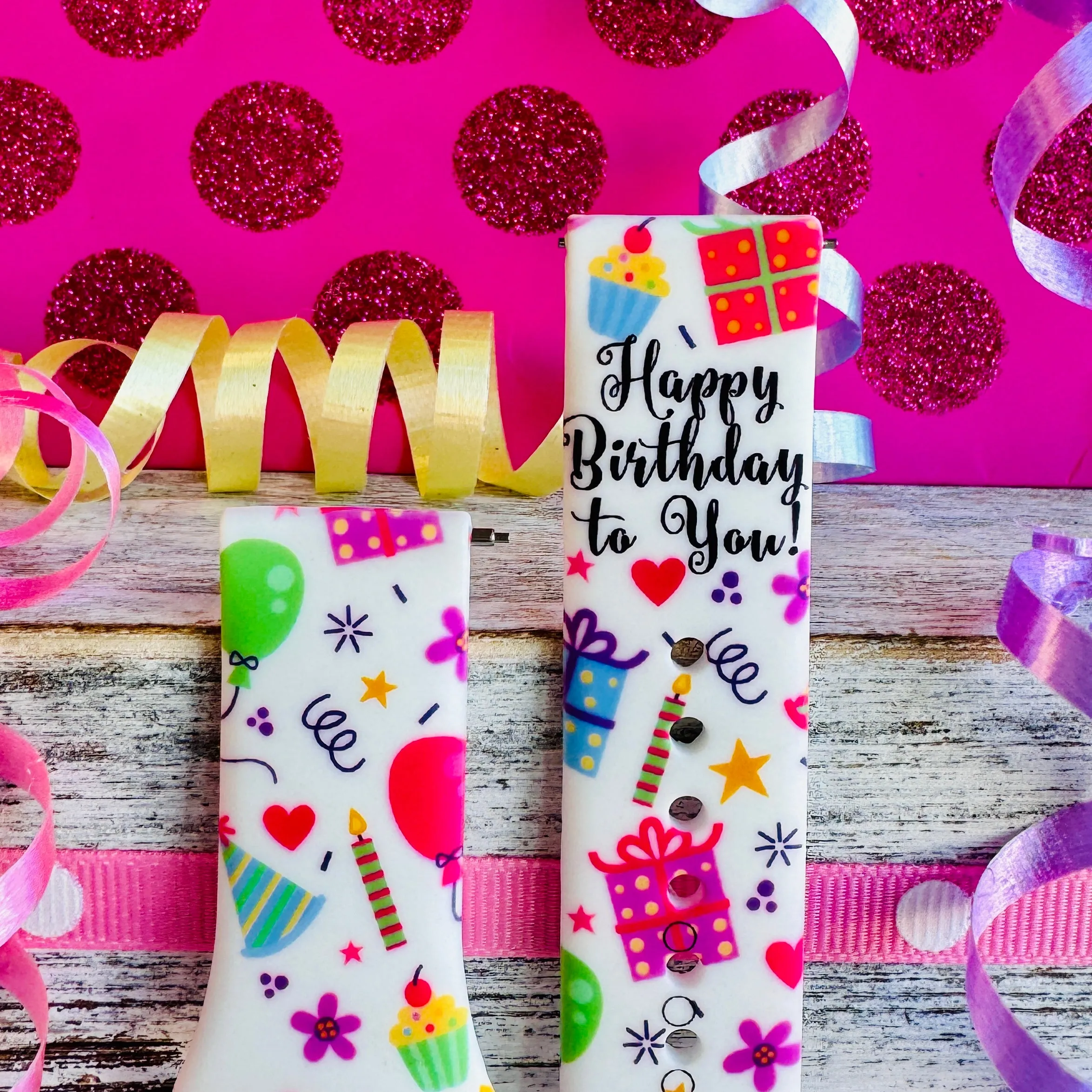 Happy Birthday Print Silicone Band For Samsung Watch