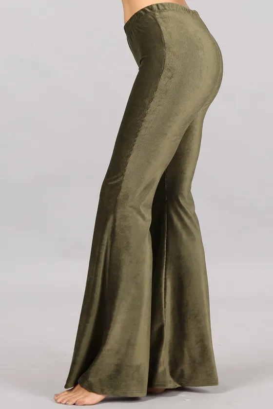 •HENDRIX - OLIVE• velvety corduroy bell bottoms