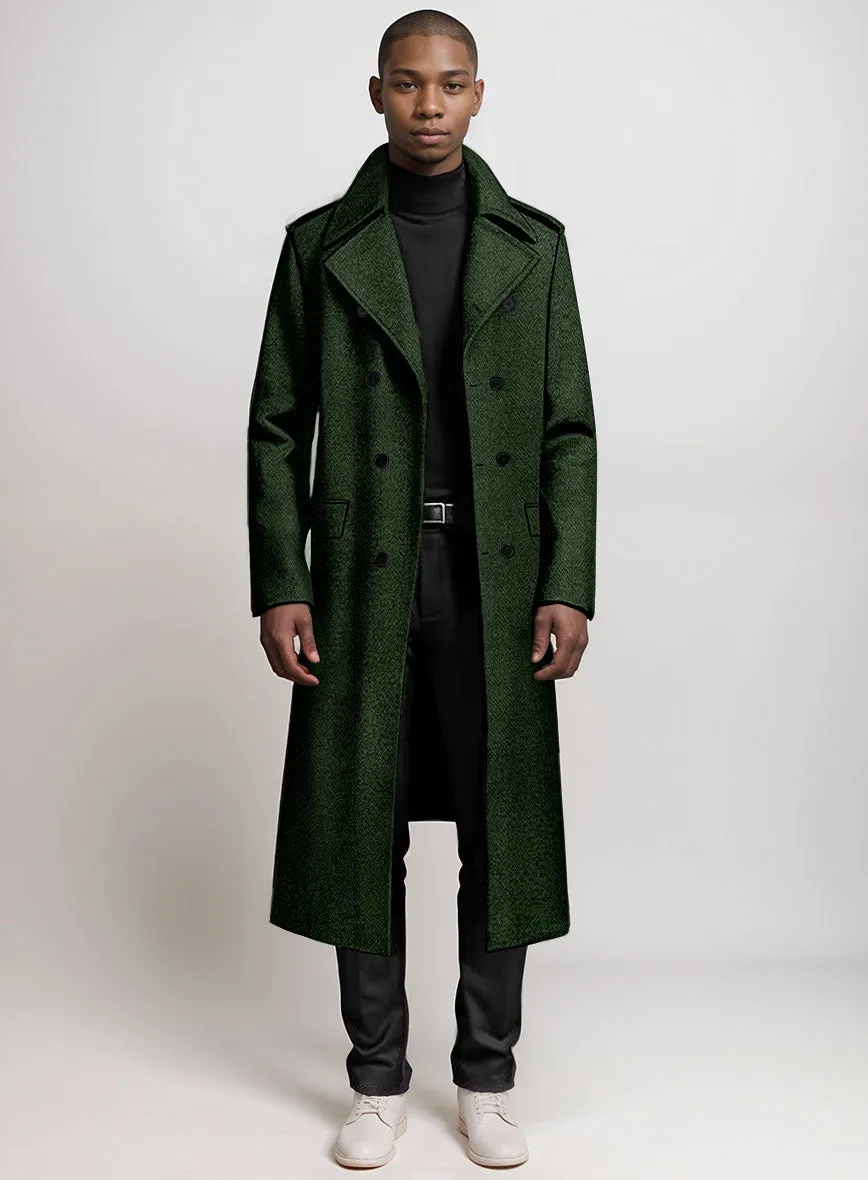 Highlander Heavy Green Herringbone Tweed GQ Overcoat