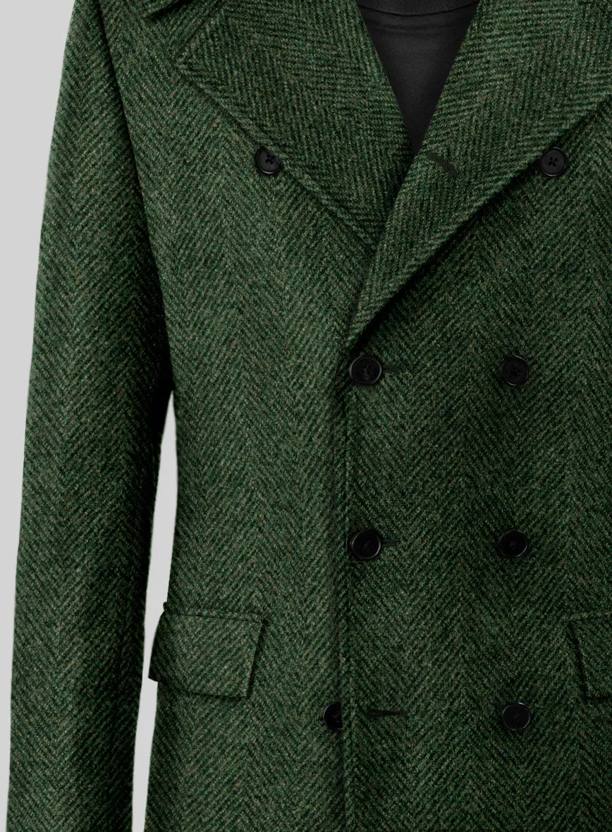 Highlander Heavy Green Herringbone Tweed GQ Overcoat