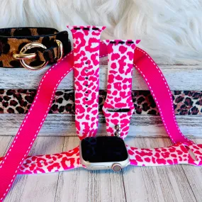 Hot Pink Leopard Print Silicone Band For Apple Watch