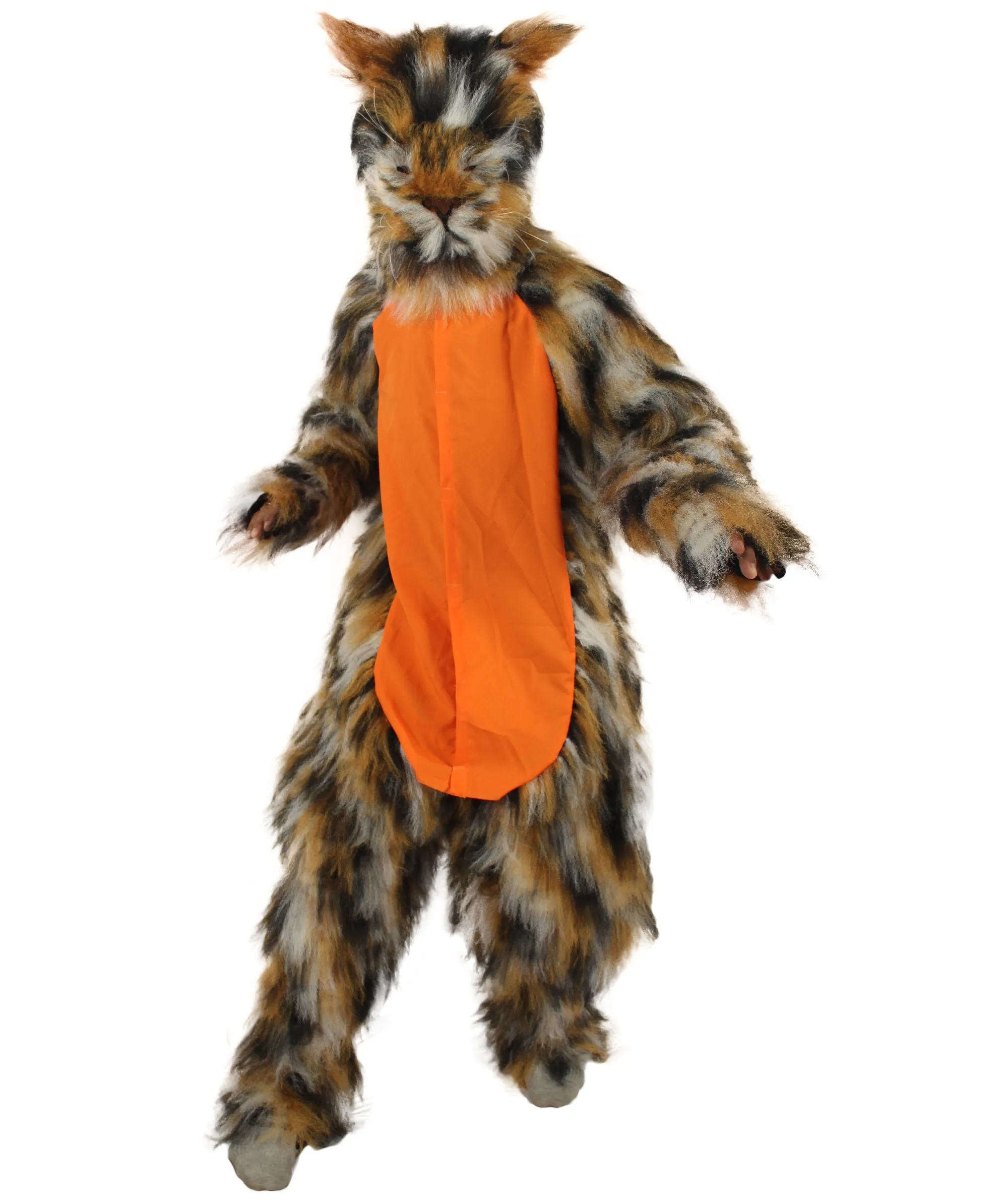 HPO Orange and Brown spotted Leopard Costume with Mask  - Long Synthetic Fibers Bundle