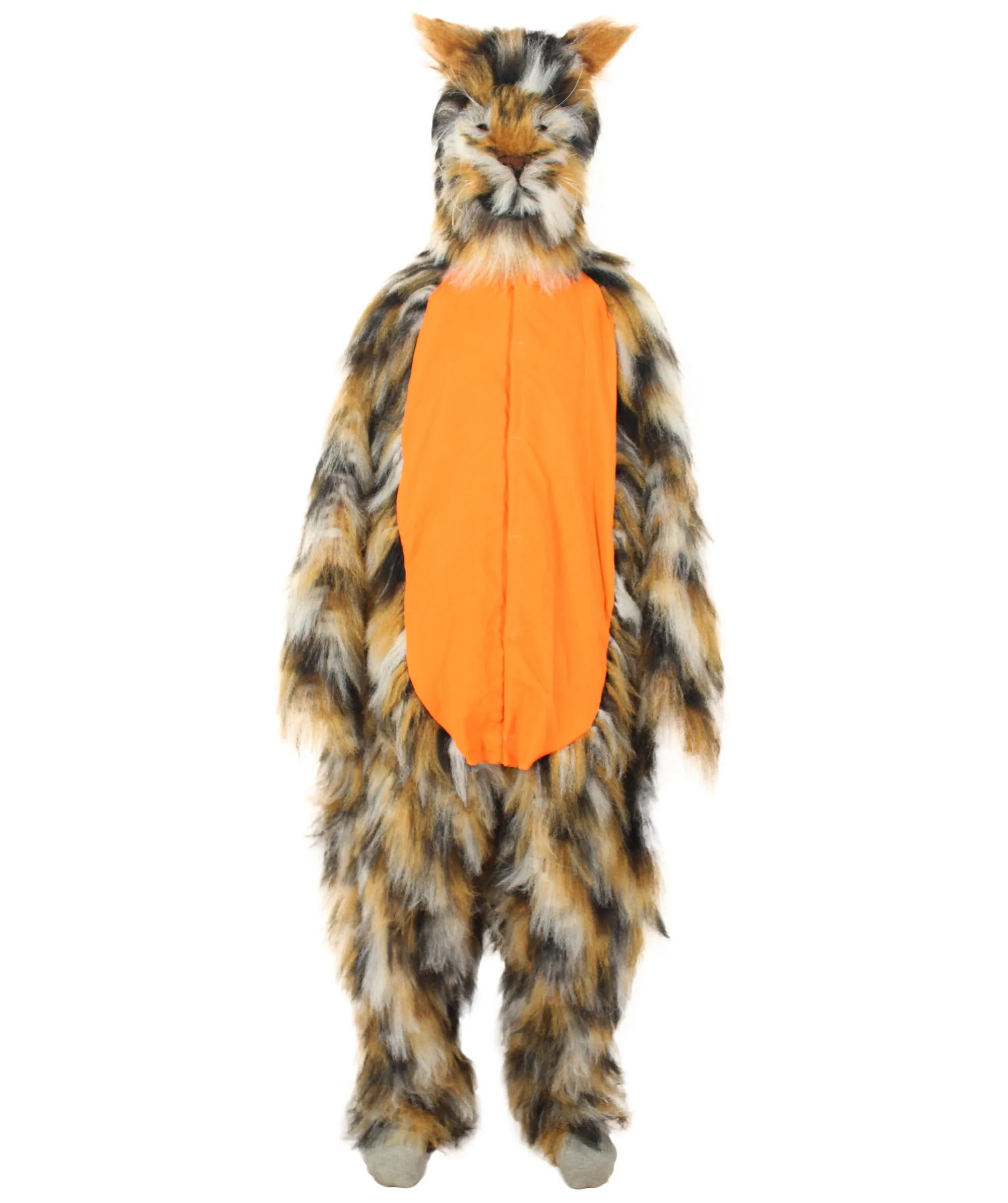HPO Orange and Brown spotted Leopard Costume with Mask  - Long Synthetic Fibers Bundle