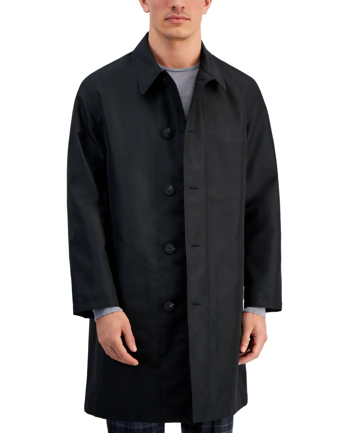 Hugo Boss Mens Relaxed Fit Overcoat Coat XL Black Solid
