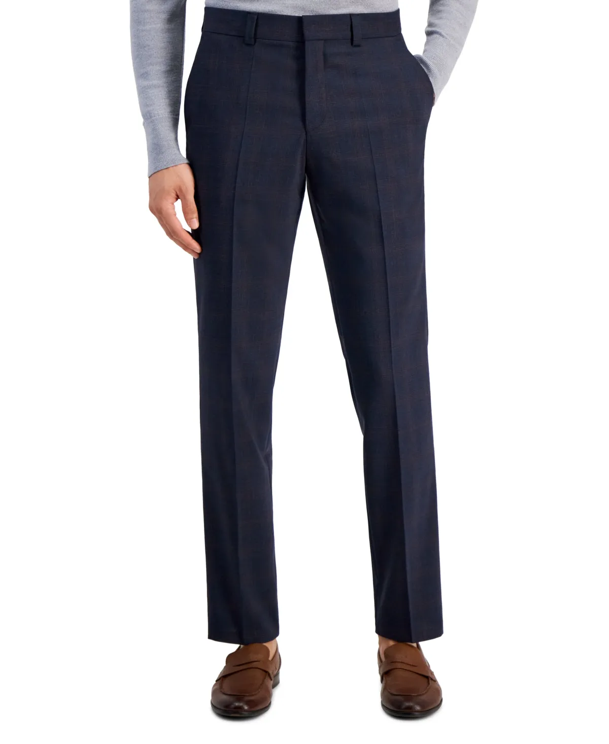 Hugo Boss Mens Tailored fit Dress Pants Pants 40 / 32 Navy Blue Plaid
