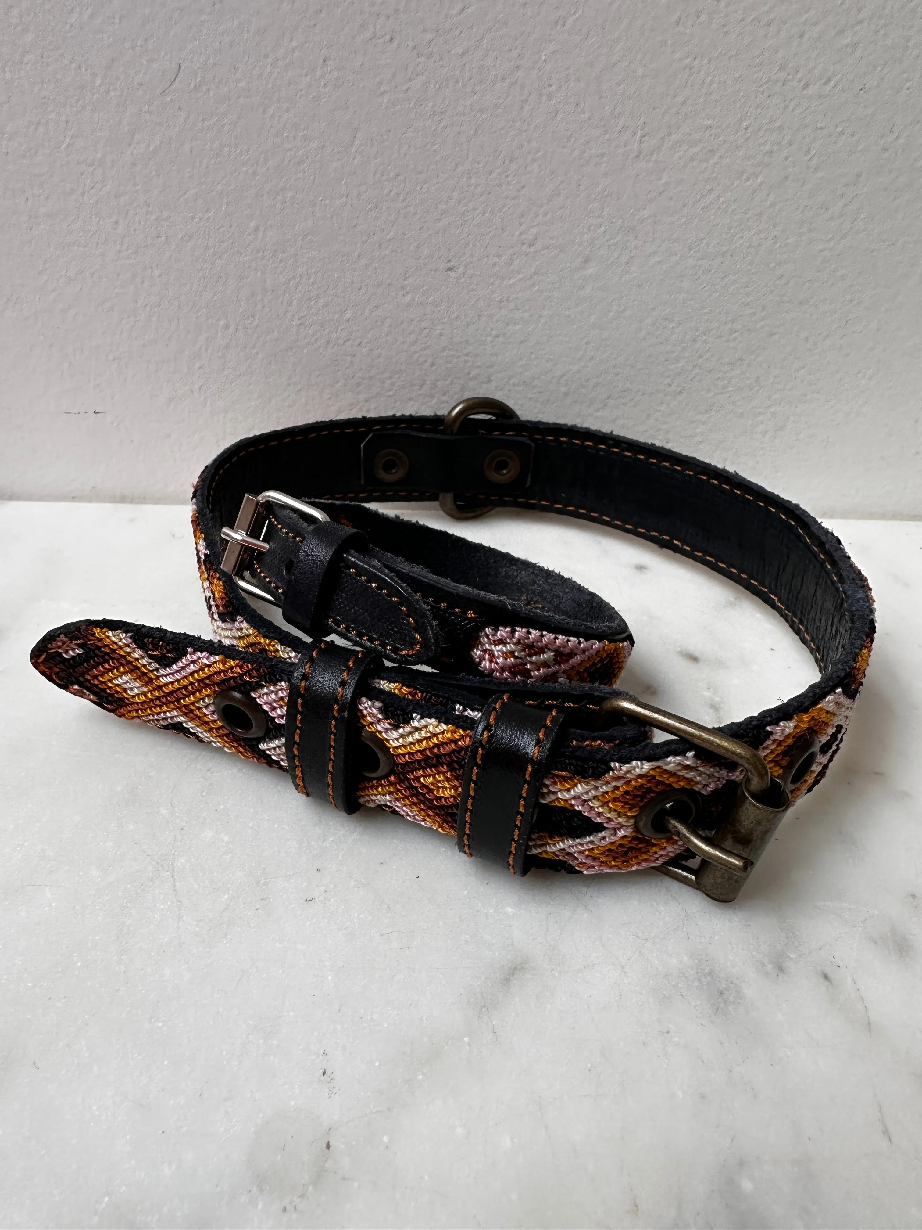 Huichol Fully Embroidered Dog Collar M9
