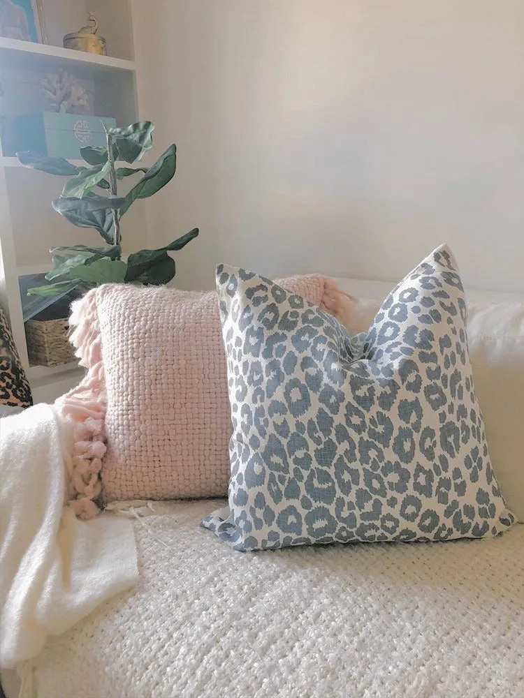 Iconic Leopard Pillow Cover / Available in 5 colors and 10 sizes / Schumacher Sky Leopard Cushion Cover / Green Navy Black Sky Leopard