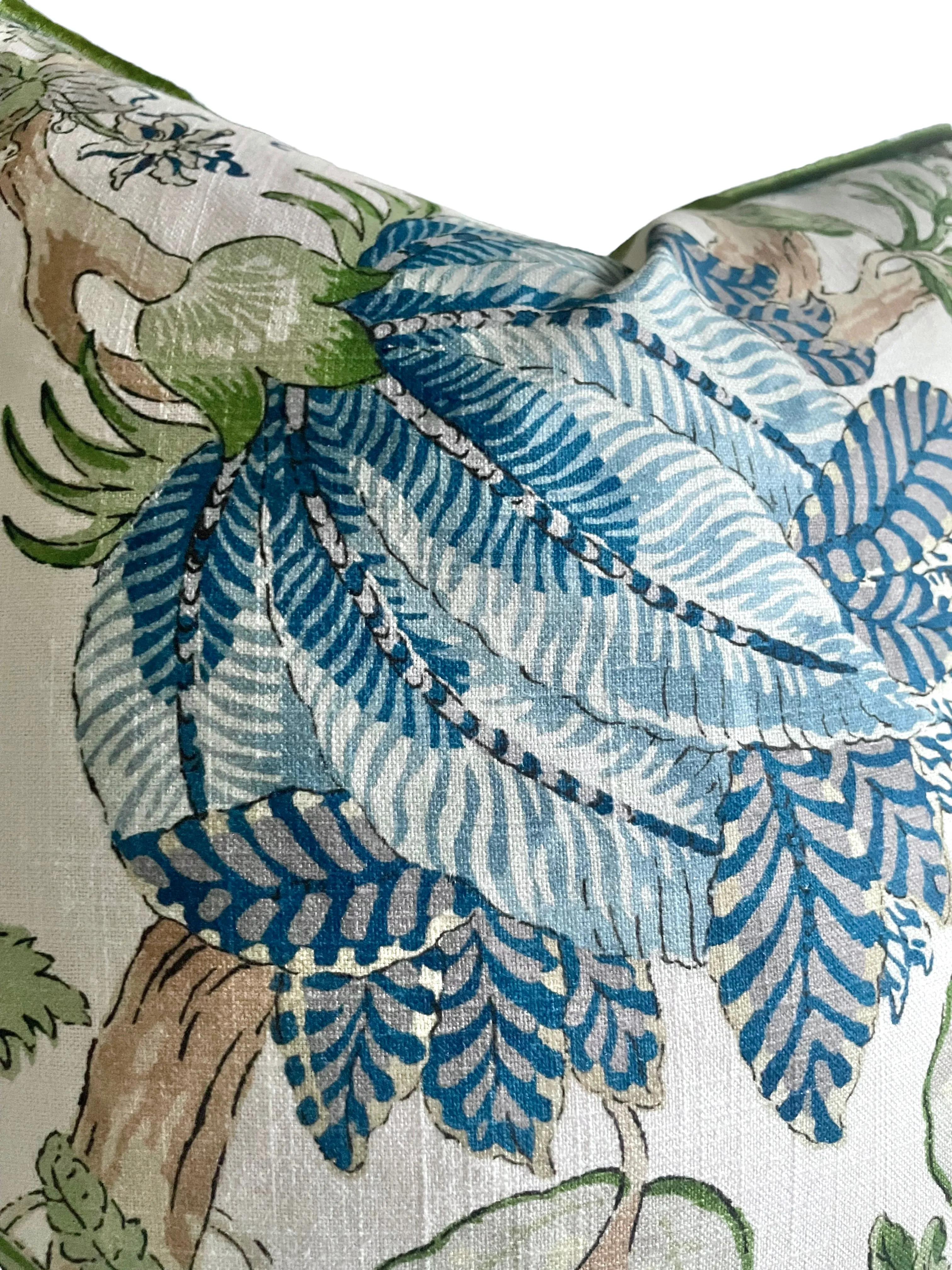 Indienne Arbor Pillow Cover in Blue & Green / English Floral Pillow Cover / Decorative Cushion Cover