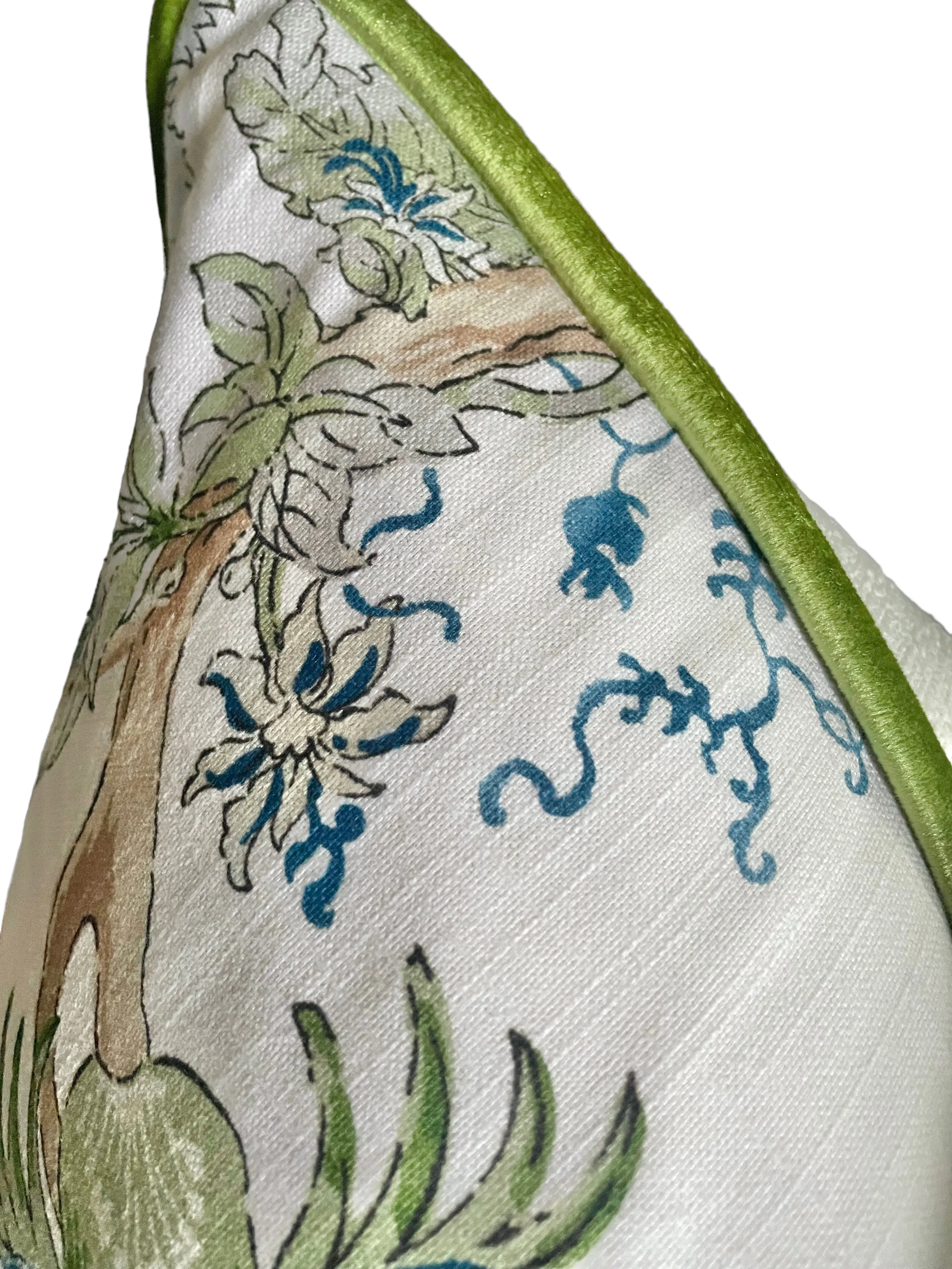 Indienne Arbor Pillow Cover in Blue & Green / English Floral Pillow Cover / Decorative Cushion Cover