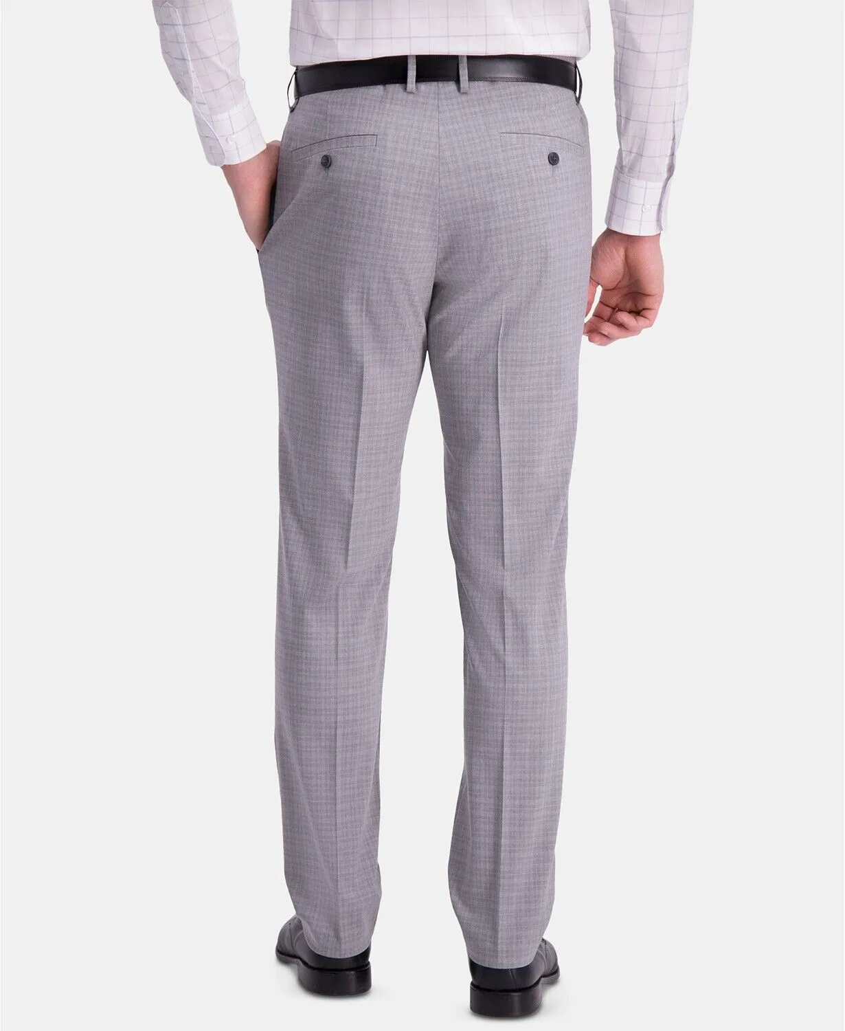 Kenneth Cole Reaction Mens Slim fit Dress Pants 34 / 29 Grey Plaid Stretch