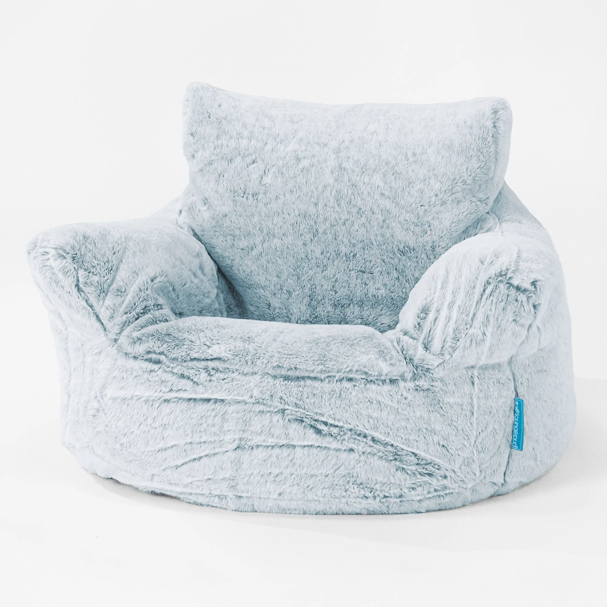 Kids Armchair Bean Bag for Toddlers 1-3 yr - Fluffy Faux Fur Rabbit Dusty Blue
