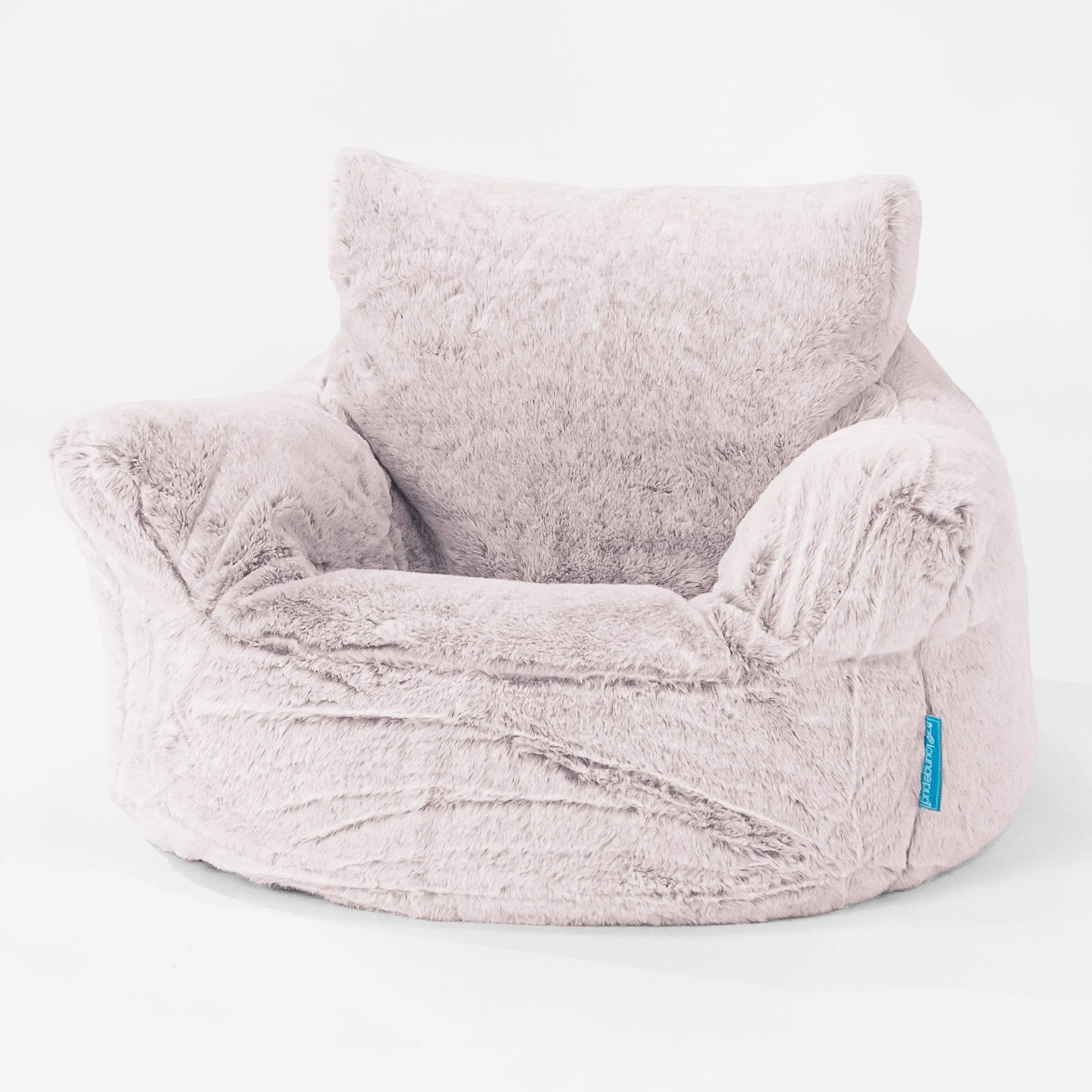 Kids Armchair Bean Bag for Toddlers 1-3 yr - Fluffy Faux Fur Rabbit Dusty Pink
