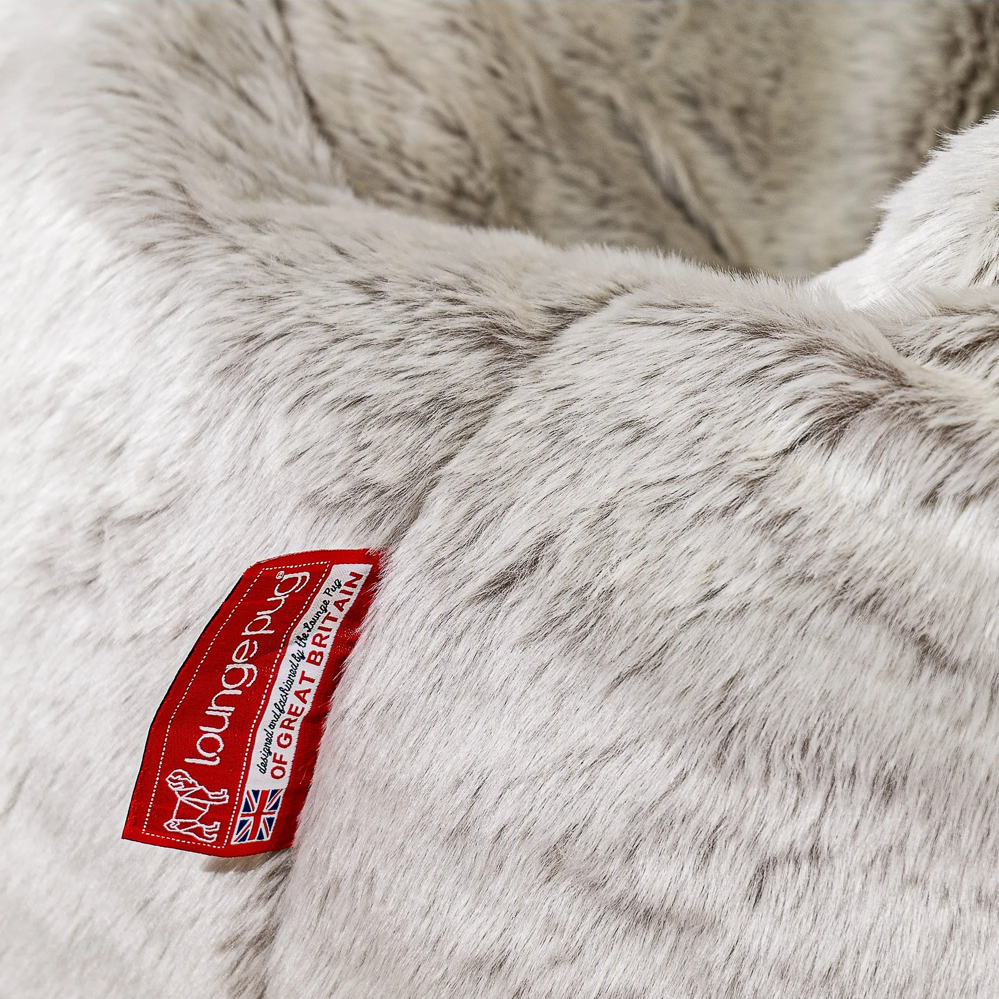 Kids Armchair Bean Bag for Toddlers 1-3 yr - Fluffy Faux Fur Rabbit Light Grey