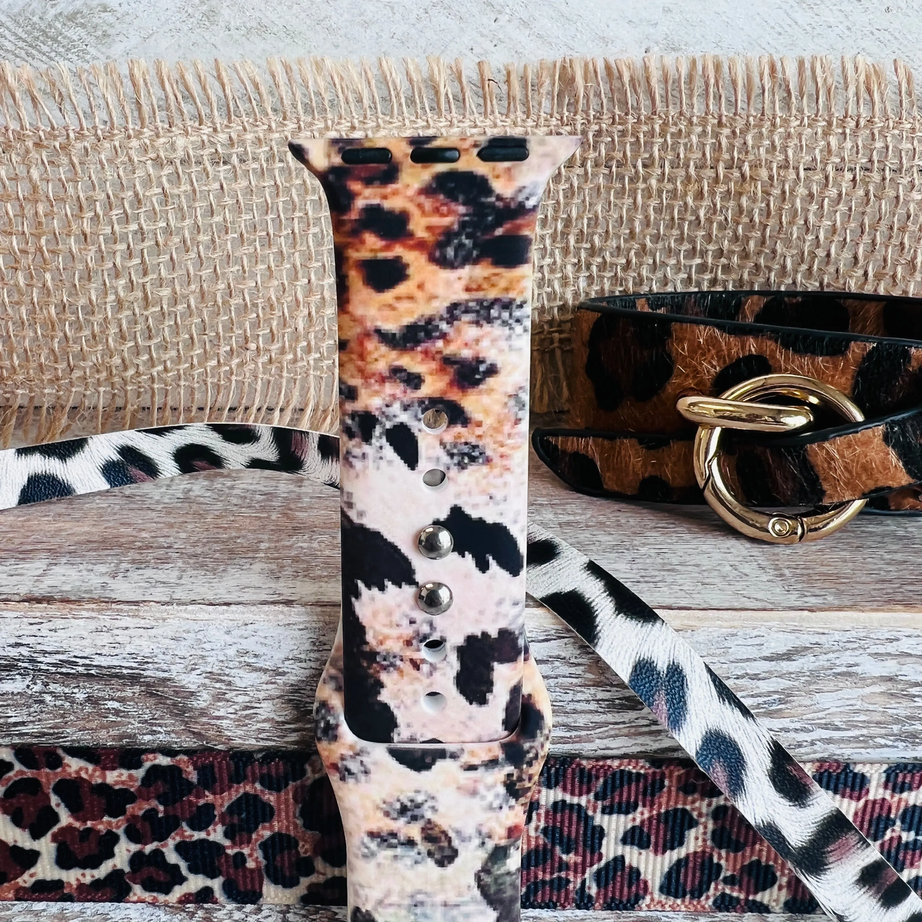 Leopard Cowhide Print Silicone Band For Apple Watch