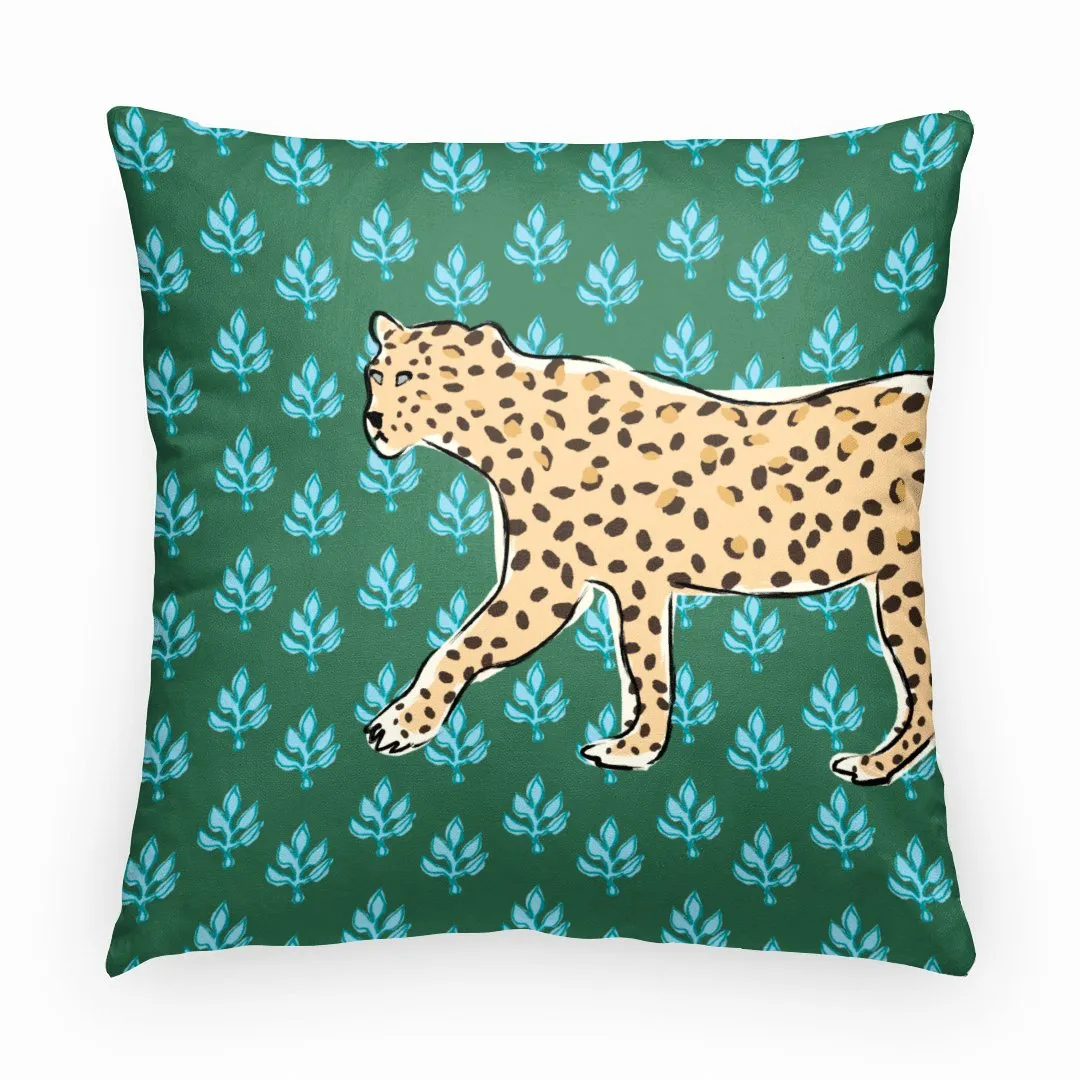 Leopard Flora Indoor/Outdoor Square Pillow