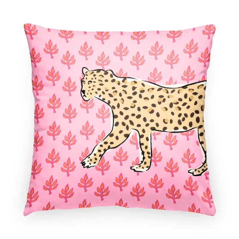 Leopard Flora Indoor/Outdoor Square Pillow