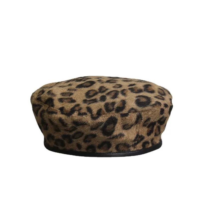 Leopard Fur Hat Autumn and Winter Beret