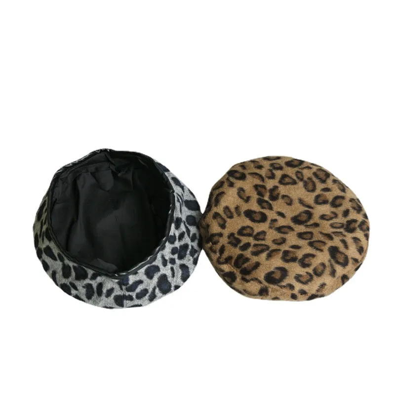 Leopard Fur Hat Autumn and Winter Beret