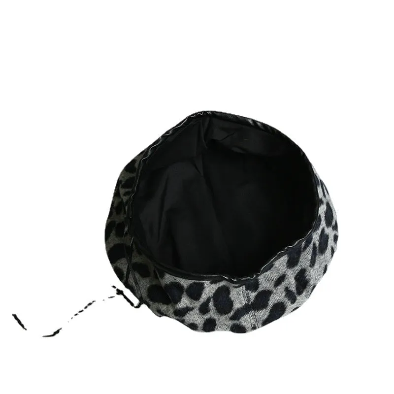 Leopard Fur Hat Autumn and Winter Beret