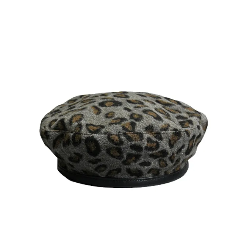 Leopard Fur Hat Autumn and Winter Beret