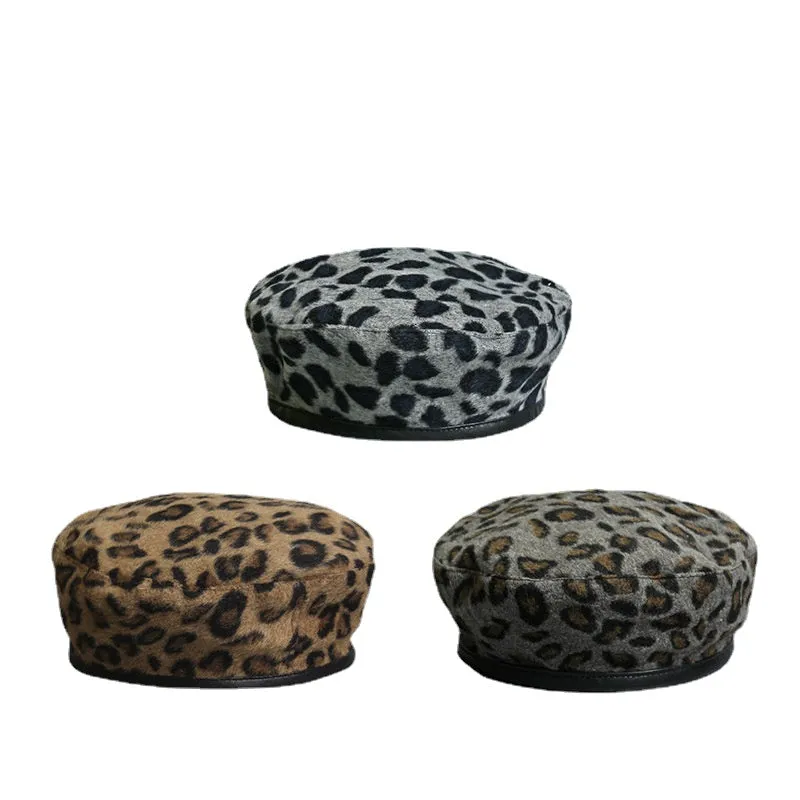 Leopard Fur Hat Autumn and Winter Beret