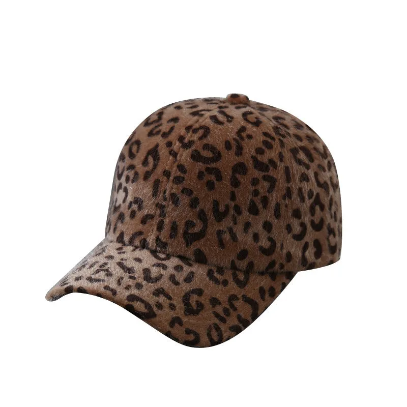 Leopard Fur Hat Autumn and Winter Peaked Cap