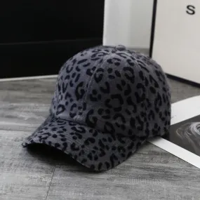 Leopard Fur Hat Autumn and Winter Peaked Cap