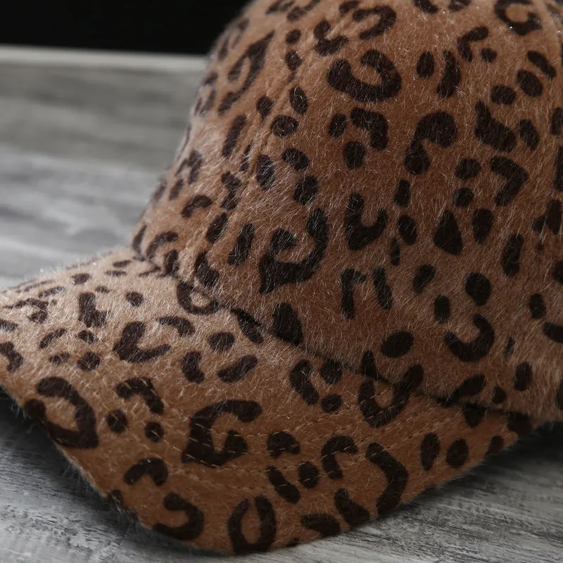 Leopard Fur Hat Autumn and Winter Peaked Cap