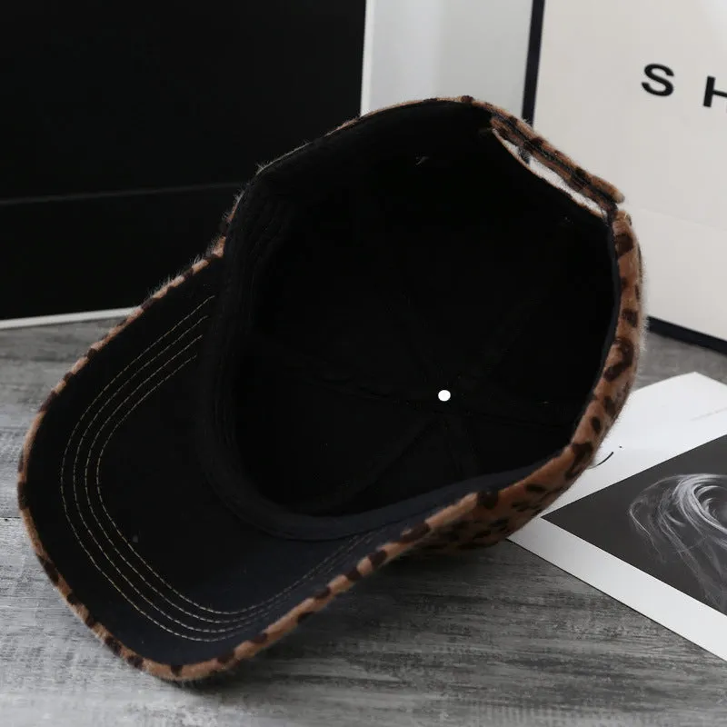 Leopard Fur Hat Autumn and Winter Peaked Cap