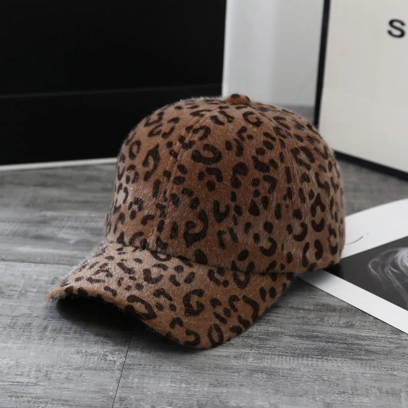 Leopard Fur Hat Autumn and Winter Peaked Cap