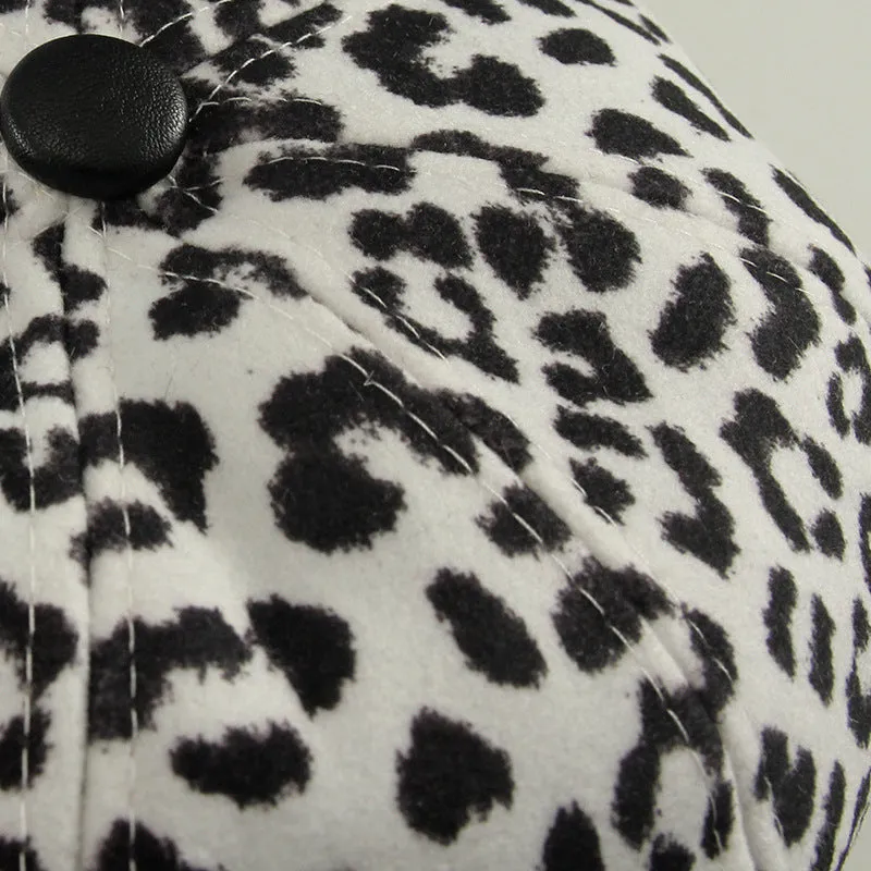Leopard Fur Hat Beret Vintage Leopard Print Painter Cap