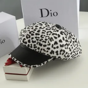 Leopard Fur Hat Beret Vintage Leopard Print Painter Cap