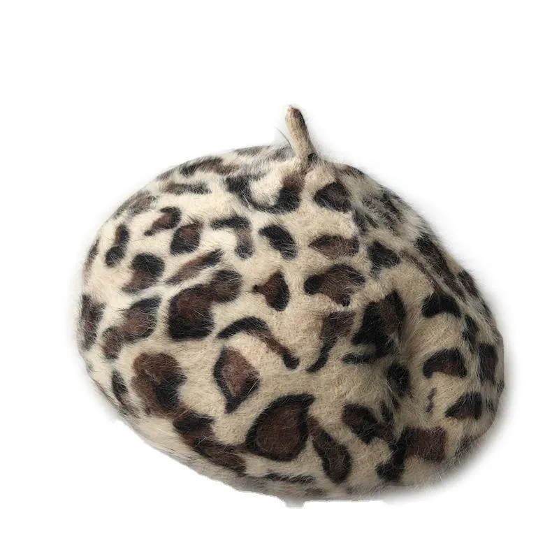 Leopard Fur Hat Beret Vintage Painter Hat