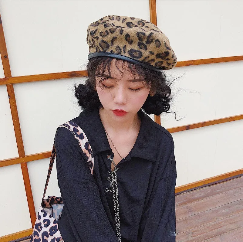 Leopard Fur Hat Beret