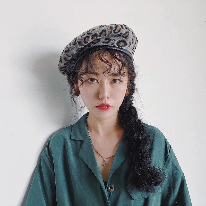 Leopard Fur Hat Beret