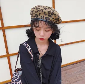 Leopard Fur Hat Beret