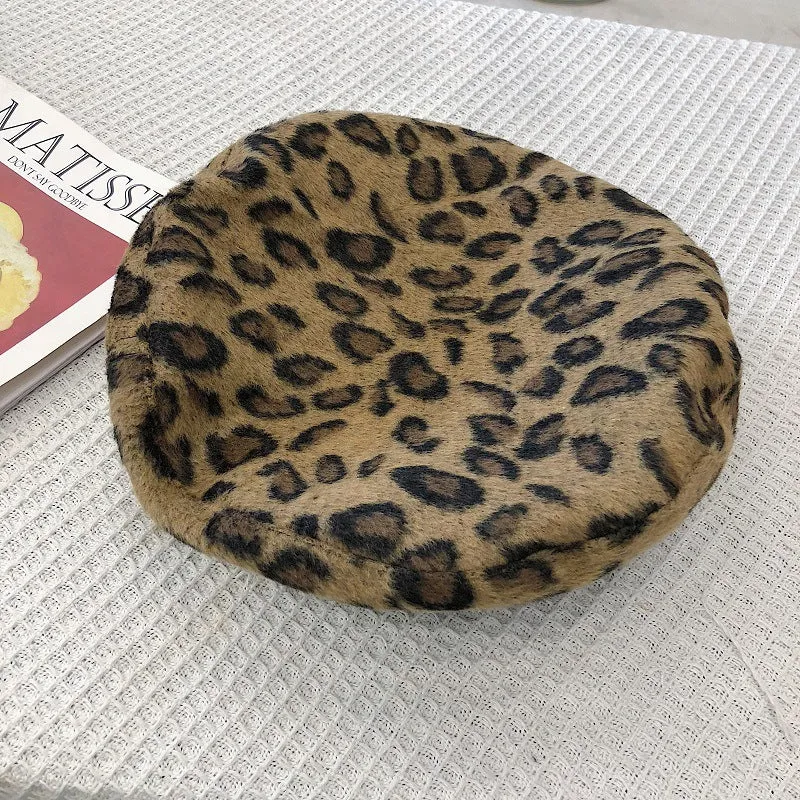 Leopard Fur Hat Beret
