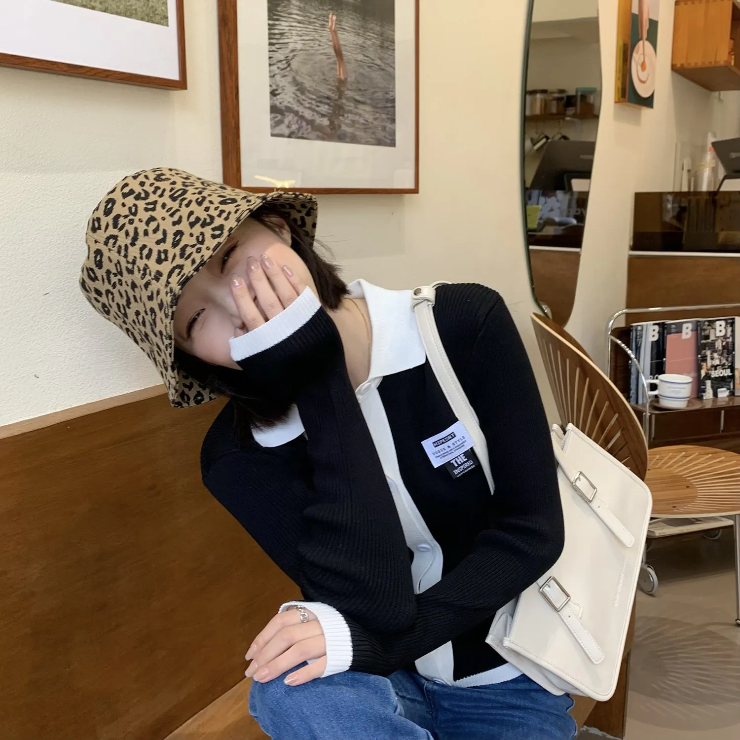 Leopard Fur Hat Spring and Summer Bucket Hat