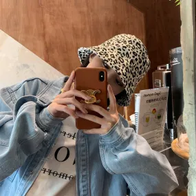 Leopard Fur Hat Spring and Summer Bucket Hat