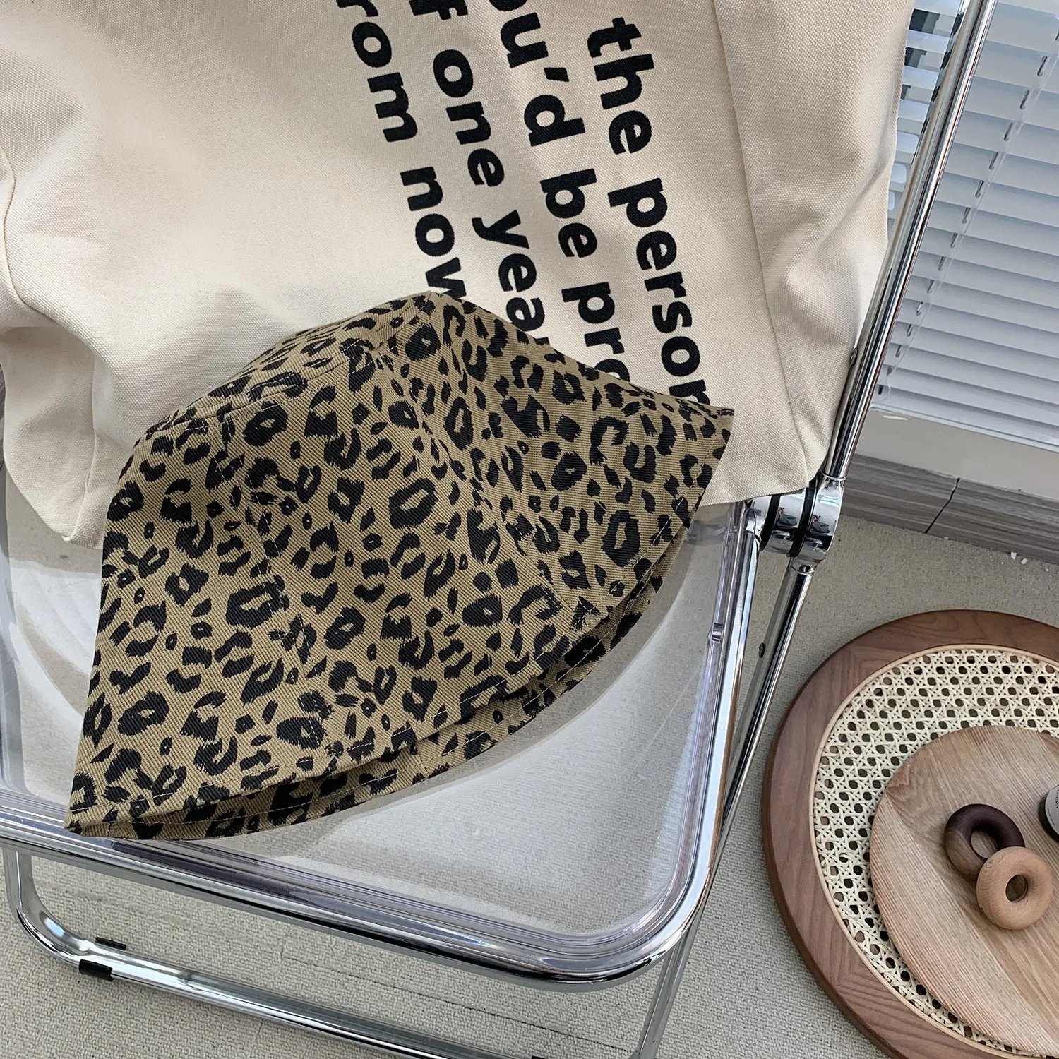 Leopard Fur Hat Spring and Summer Bucket Hat